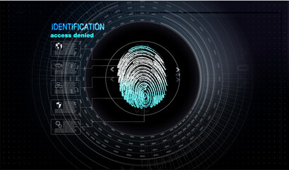 Poster - Fingerprint Scanning Technology Concept Illustration. Control panel with password.  Fingerprint scan provides security access with biometrics identification. Abstract technology background.