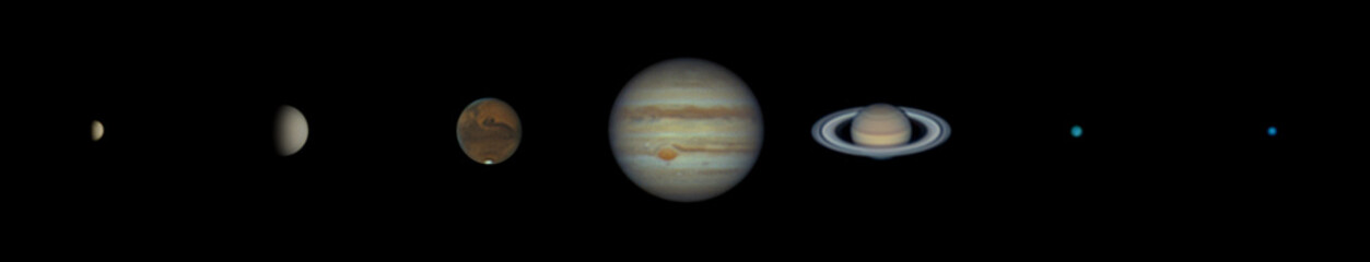 Wall Mural - the seven extraterrestrial planets of the solar system: mercury, venus, mars, jupiter, saturn, uranu