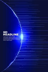 Poster - Horizontal forward lines with glowing arcs, Internet technology background