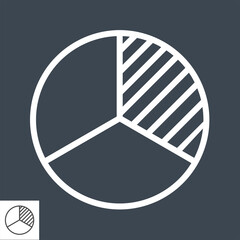 Wall Mural - pie chart related vector line icon. isolated on black background. editable stroke.
