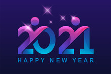Modern Color 2021 With People Celebration Logo Vector With Background, Happy New Year Logo Design