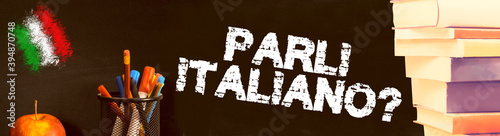 Canvastavla Eine Tafel in Sprachschule für Italienisch