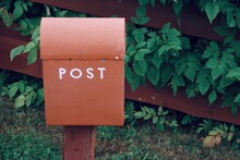 High Angle View Of Text On Post Box