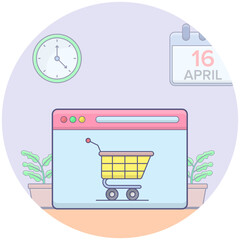 Sticker - Shopping Website Vector 