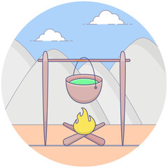 Poster - Outdoor Cooking Vector 