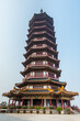 A Chinese traditional Buddha tower in the Putuoshan, Zhoushan Islands,  a renowned site in Chinese bodhimanda of the bodhisattva Avalokitesvara (Guanyin)