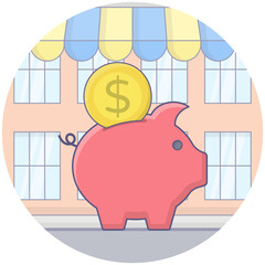 Sticker - Piggy Bank Vector 