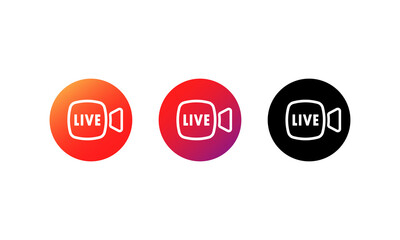 Poster - Live stream button icon set. Live button in social media concept. Layout web button live streaming. Live symbol, badge, sign, label, sticker template. Web design. Vector illustration. EPS10