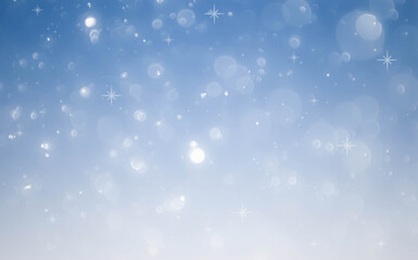 Wall Mural - Winter snowfall and snowflakes on light blue background.blue bokeh abstract light backgrounds