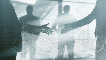 Wall Mural - Business Solutions for Success and Strategy. Gear Mixed Media concept.