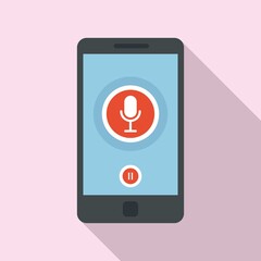 Poster - smartphone audio recording icon. flat illustration of smartphone audio recording vector icon for web