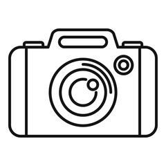 Poster - Photo camera record icon. Outline photo camera record vector icon for web design isolated on white background