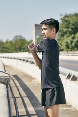 Wall Mural - Young people jogging in city