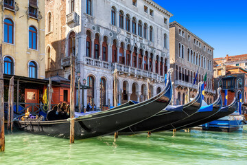 Wall Mural - Gondolas in Venetian Canal in Venice, Italy