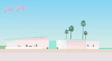 Peaceful Nostalgic Vintage Miami / Palm Springs Home Style Background Illustration