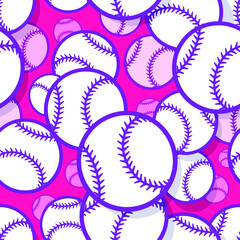 Wall Mural - Baseball softball ball seamless pattern vector graphics. Ideal for wallpaper, packaging, fabric, textile, wrapping paper design and any kind of decoration.