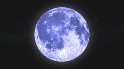 bright blue full moon over the milky way