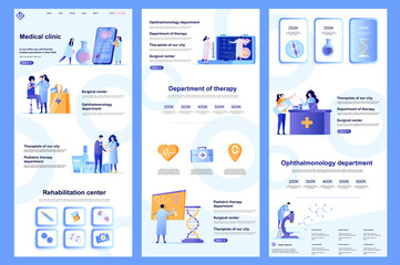 Wall Mural - medical clinic flat landing page. medical rehabilitation center, modern hospital corporate website d