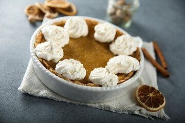 Wall Mural - Homemade pumpkin pie with spices