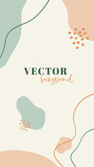 Wall Mural - abstract vector vertical background. minimal organic template for social media in pastel colors with