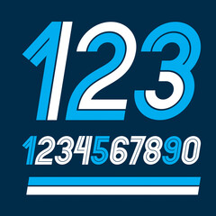 Poster - Set of vector rounded numerals made with white lines, can be used as business logo design elements