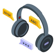 Poster - online training headphones icon. isometric of online training headphones vector icon for web design 