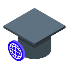 Poster - Online training graduate hat icon. Isometric of online training graduate hat vector icon for web design isolated on white background