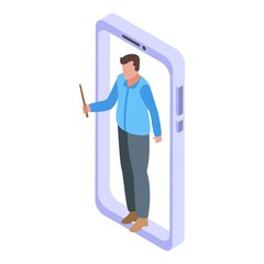 Poster - Online training teacher icon. Isometric of online training teacher vector icon for web design isolated on white background
