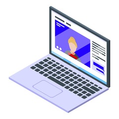Poster - Online training laptop icon. Isometric of online training laptop vector icon for web design isolated on white background