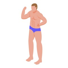 Poster - Boy bodybuilding icon. Isometric of boy bodybuilding vector icon for web design isolated on white background