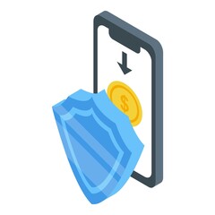 Poster - Secured mobile payment icon. Isometric of secured mobile payment vector icon for web design isolated on white background