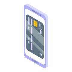 Poster - Credit card mobile payment icon. Isometric of credit card mobile payment vector icon for web design isolated on white background
