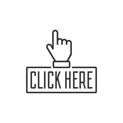 Fototapete - Click here the button. Hand sign with touching a buttons or pointing finger. Hands cursor icon. Vector illustration in flat style. EPS 10.