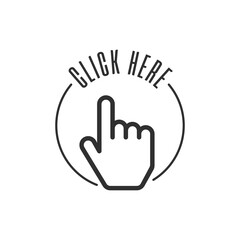 Fototapete - Click here the button. Hand sign with touching a buttons or pointing finger. Hands cursor icon. Vector illustration in flat style. EPS 10.