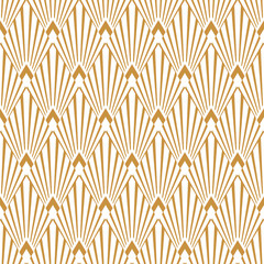 Poster - Art deco seamless pattern. Nouveau gatsby tracery. Geometric gold tile. Abstract golden roaring graphic background. Diamond fancy texture. Luxury background for design gift, wrappers, prints. Vector 