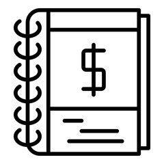 Poster - Notebook money report icon. Outline notebook money report vector icon for web design isolated on white background