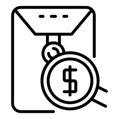 Poster - Bag money report icon. Outline bag money report vector icon for web design isolated on white background