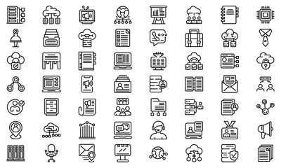 Poster - Customer database icons set. Outline set of customer database vector icons for web design isolated on white background
