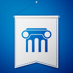 Wall Mural - Blue Law pillar icon isolated on blue background. White pennant template. Vector.