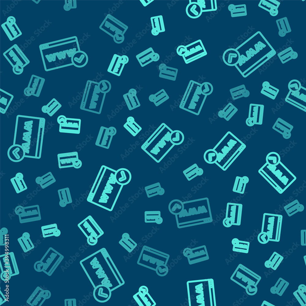 Green line Website template icon isolated seamless pattern on blue background. Internet communication protocol. Vector.