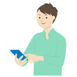 © あらた - Illustration of a man using a mobile phone