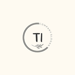 TI Beauty vector initial logo, handwriting logo art design of initial signature, wedding, fashion, jewerly, boutique, floral and botanical with creative template for any company or business.