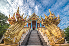 Naga Stairs In Wat Phra That Bang Phuan, Nong Khai Province, Thailand