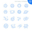 Space and planets related icons. Editable stroke. Thin vector icon set