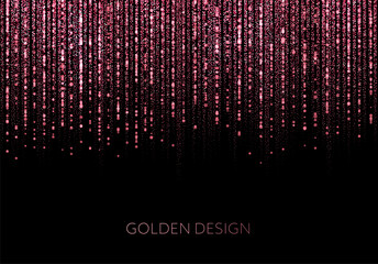 Poster - curtain of golden particles on a black background