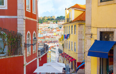 Wall Mural - Lisbon Old Town street architecture