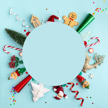 Christmas Ornament Flatlay Background