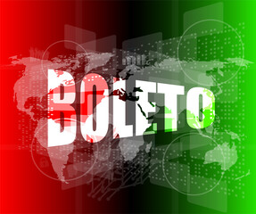 Poster - backgrounds business touch screen with boleto word