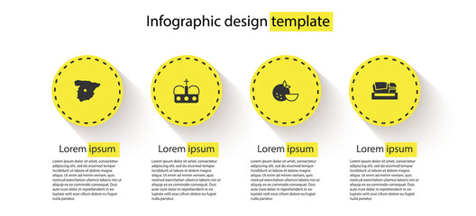 Wall Mural - Set Map of Spain, Crown spain, Orange fruit and Stadium Mestalla. Business infographic template. Vector.