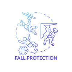 Leinwandbilder - Fall protection concept icon. Top workplace safety violations. Dangerous high job environment. Safe system instruments idea thin line illustration. Vector isolated outline RGB color drawing